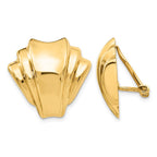 14k Polished Fan Omega Back Non-pierced Earrings
