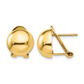 14k 12mm Polished Half Ball Omega Back Post Earrings