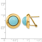 14k Reconstituted Turquoise Cabochon 16mm Omega Back Earrings