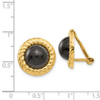 14k Omega Clip Black Onyx Cabochon 16mm Non-Pierced Earrings