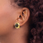14k Omega Clip Black Onyx Cabochon 16mm Non-pierced Earrings