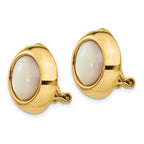 14k Omega Clip Mother of Pearl Cabochon 16mm Non-pierced Earrings
