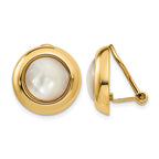 14k Omega Clip Mother of Pearl Cabochon 16mm Non-pierced Earrings