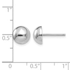 14k White Gold 8mm Polished Half Ball Post Earrings