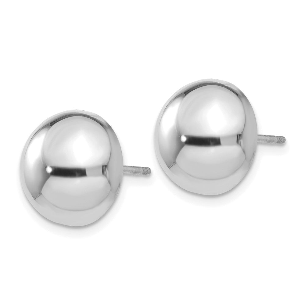 14k White Gold 12mm Polished Half Ball Post Earrings