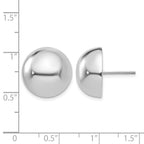 14k White Gold 16mm Polished Half Ball Post Earrings