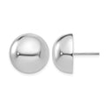 14k White Gold 16mm Polished Half Ball Post Earrings