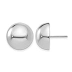 14k White Gold 16mm Polished Half Ball Post Earrings