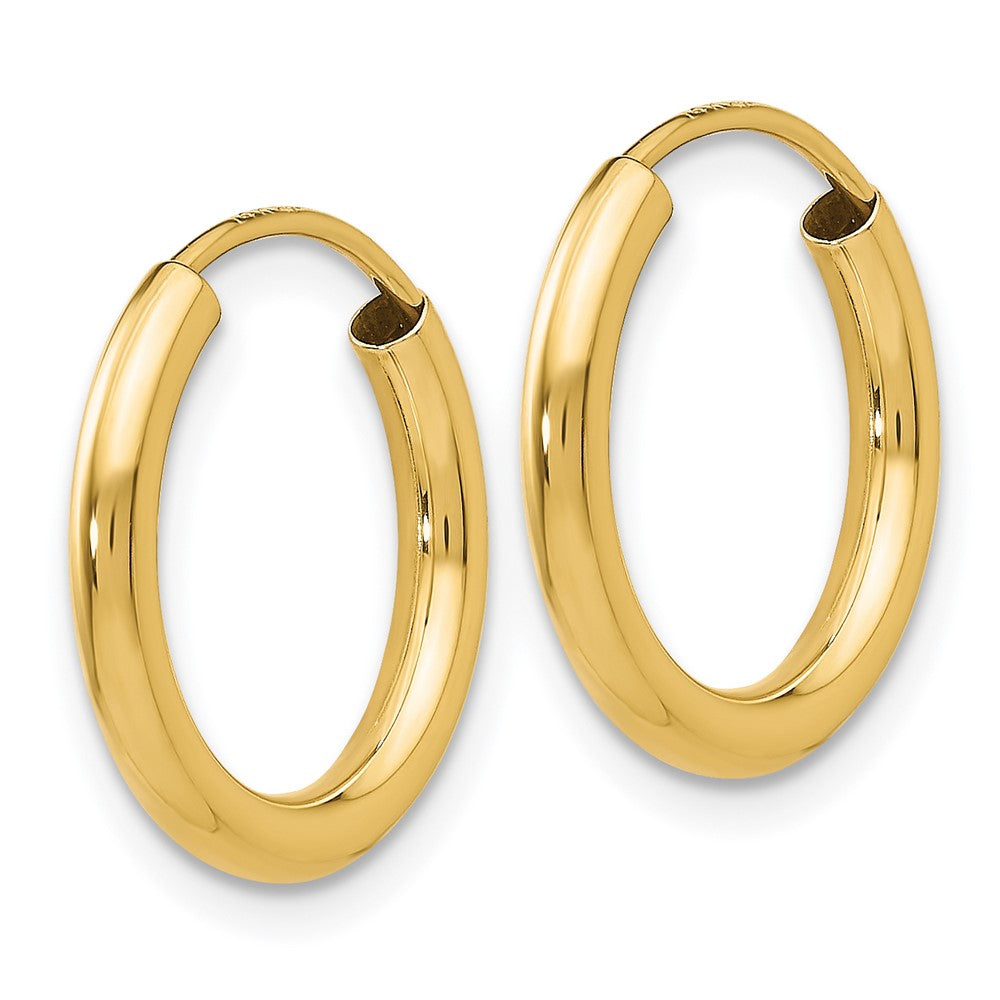 14k 2x16mm Polished Round Endless Tube Hoop Earrings