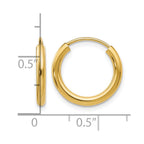 14k 2x16mm Polished Round Endless Tube Hoop Earrings