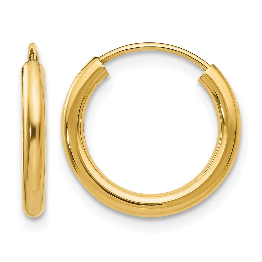 14k 2x16mm Polished Round Endless Tube Hoop Earrings