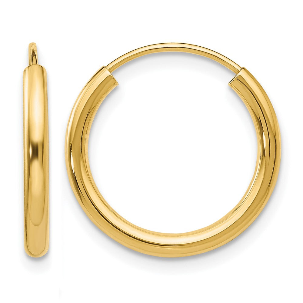 14k 2x17mm Polished Round Endless Tube Hoop Earrings