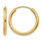14k 2x20mm Polished Round Endless Tube Hoop Earrings