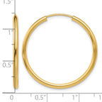 14k 2x30mm Polished Round Endless Tube Hoop Earrings