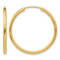 14k 2x30mm Polished Round Endless Tube Hoop Earrings