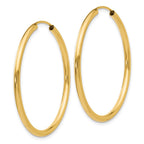 14k 2x35mm Polished Round Endless Tube Hoop Earrings