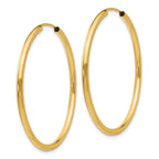 14k 2x40mm Polished Round Endless Tube Hoop Earrings