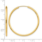 14k 2x40mm Polished Round Endless Tube Hoop Earrings