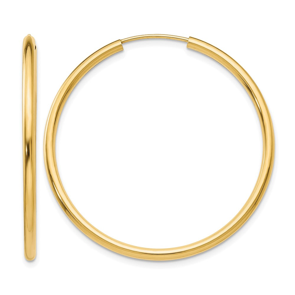 14k 2x40mm Polished Round Endless Tube Hoop Earrings