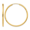 14k 2x40mm Polished Round Endless Tube Hoop Earrings