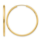 14k 2x40mm Polished Round Endless Tube Hoop Earrings