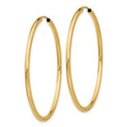 14k 2x45mm Polished Round Endless Tube Hoop Earrings