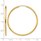 14k 2x45mm Polished Round Endless Tube Hoop Earrings