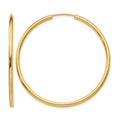14k 2x45mm Polished Round Endless Tube Hoop Earrings