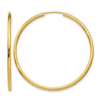 14k 2x45mm Polished Round Endless Tube Hoop Earrings