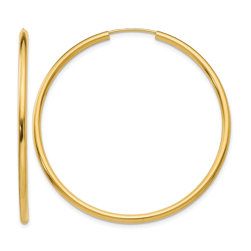 14k 2x45mm Polished Round Endless Tube Hoop Earrings