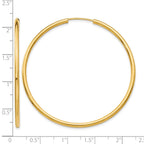 14k 2x50mm Polished Round Endless Tube Hoop Earrings