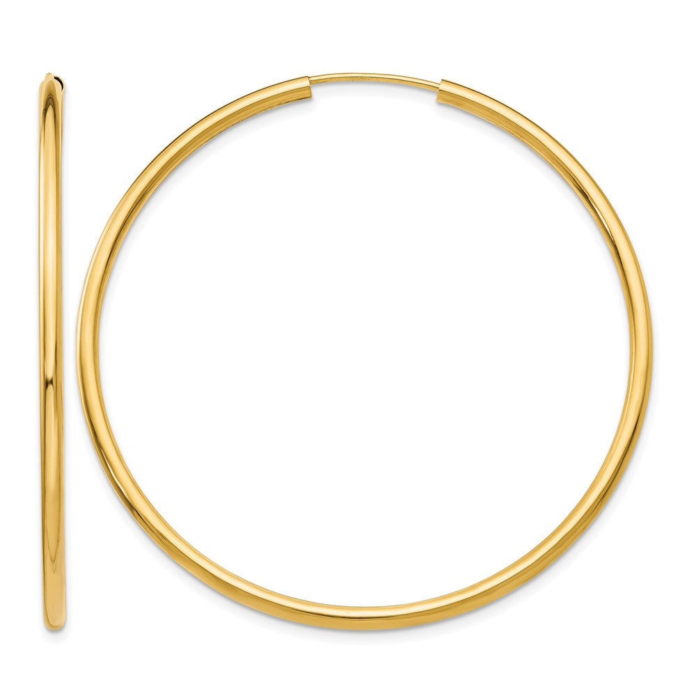 14k 2x50mm Polished Round Endless Tube Hoop Earrings