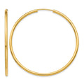 14k 2x50mm Polished Round Endless Tube Hoop Earrings