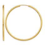 14k 2x50mm Polished Round Endless Tube Hoop Earrings
