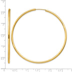 14k 2x60mm Polished Round Endless Tube Hoop Earrings