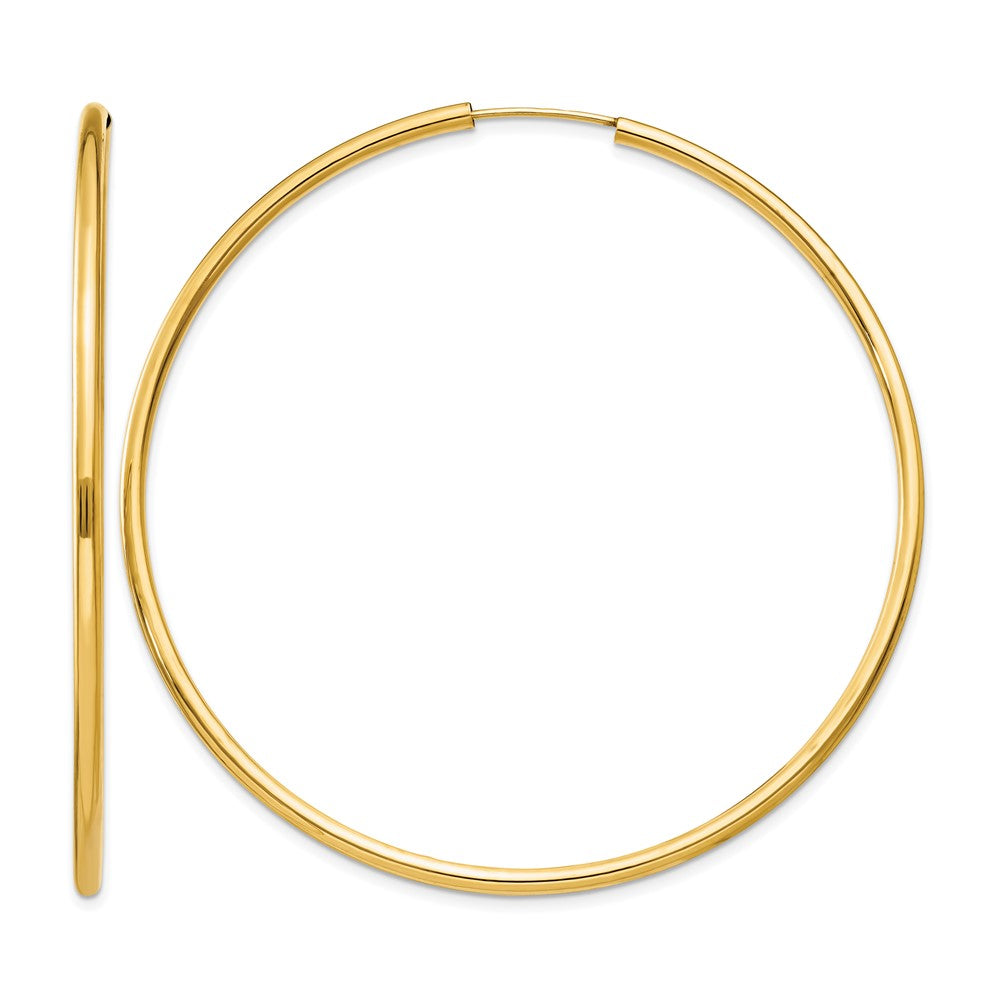 14k 2x60mm Polished Round Endless Tube Hoop Earrings