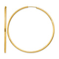 14k 2x60mm Polished Round Endless Tube Hoop Earrings