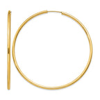 14k 2x60mm Polished Round Endless Tube Hoop Earrings