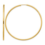 14k 2x65mm Polished Round Endless Tube Hoop Earrings