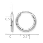 14k White Gold 2x16mm Polished Round Endless Tube Hoop Earrings