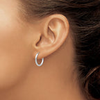 14k White Gold 2x17mm Polished Round Endless Tube Hoop Earrings