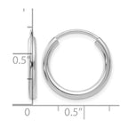 14k White Gold 2x17mm Polished Round Endless Tube Hoop Earrings