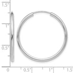 14k White Gold 2x30mm Polished Round Endless Tube Hoop Earrings