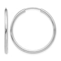 14k White Gold 2x30mm Polished Round Endless Tube Hoop Earrings