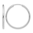 14k White Gold 2x30mm Polished Round Endless Tube Hoop Earrings