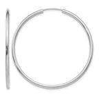 14k White Gold 2x45mm Polished Round Endless Tube Hoop Earrings