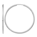 14k White Gold 2x50mm Polished Round Endless Tube Hoop Earrings