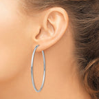 14k White Gold 2x54mm Polished Round Endless Tube Hoop Earrings