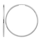 14k White Gold 2x54mm Polished Round Endless Tube Hoop Earrings