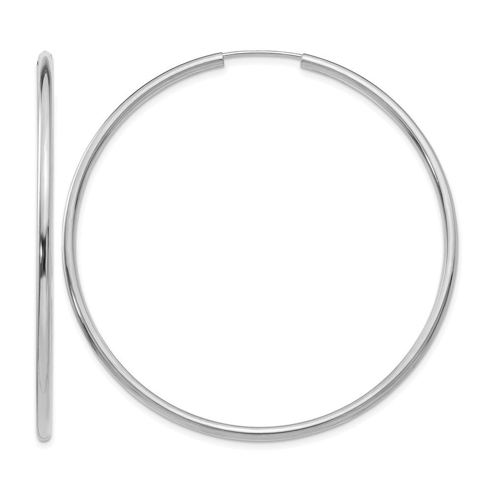 14k White Gold 2x54mm Polished Round Endless Tube Hoop Earrings